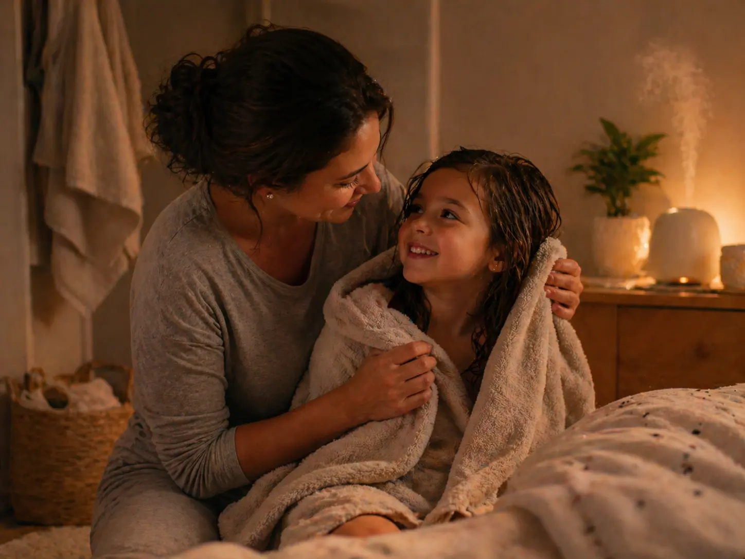 A Soft Post-Bath Essential Oil Atmosphere for Children