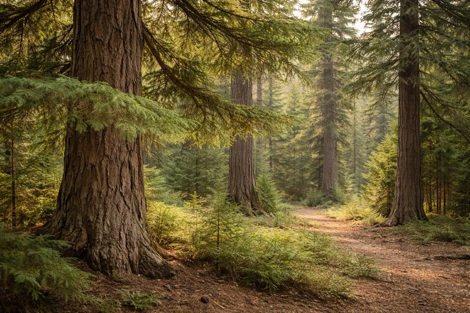 Atlas cedar forest inspired botanical scene with Cedrus atlantica trees