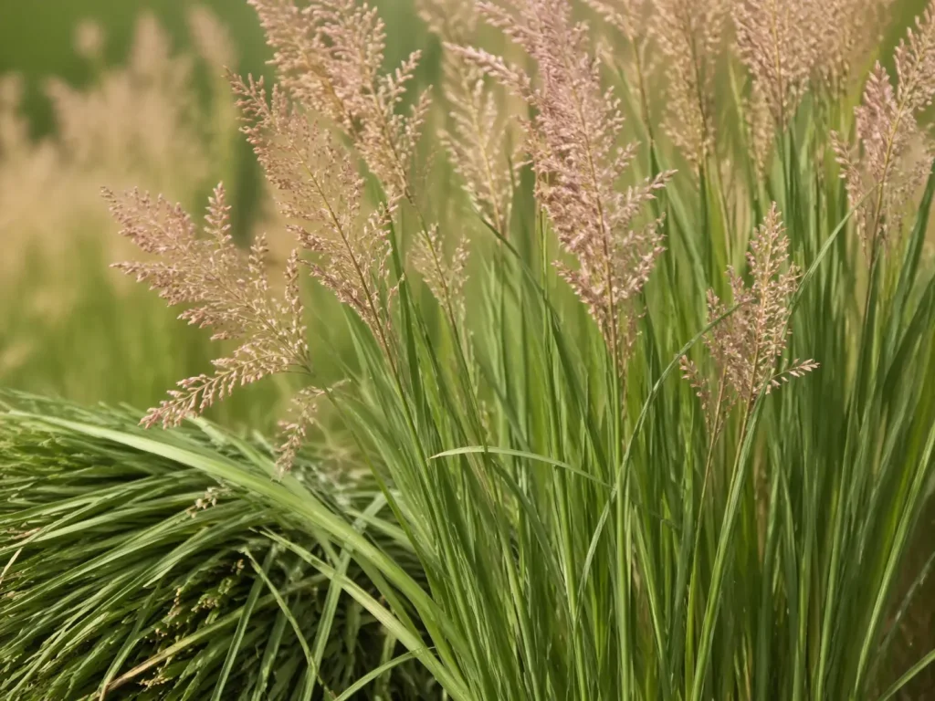 Fresh Cymbopogon martinii palmarosa grass with soft flowering tops